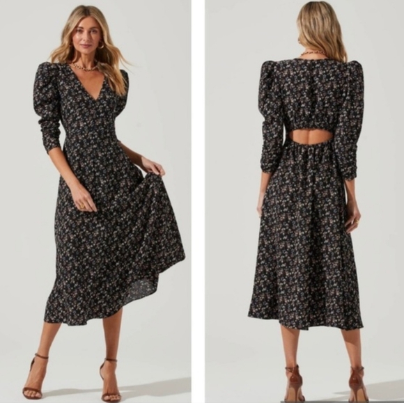 Astr Dresses & Skirts - Revolve ASTR The Label Floral Midi Maxi Dress Open Back Black XS